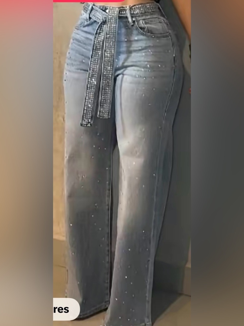 Light Blue Paint-Splatter Flare Jeans